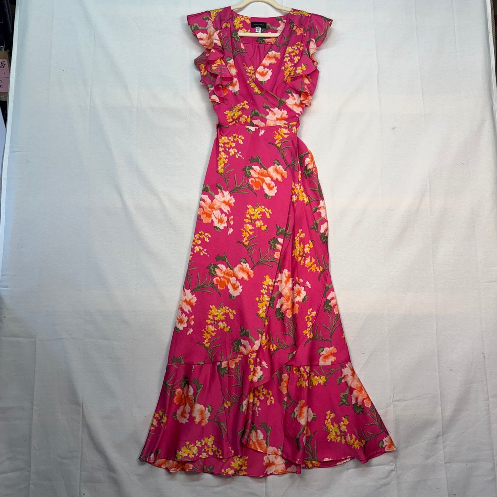 Ava & Aiden Pink Floral Ruffle Wrap Maxi Dress Womens Medium SWF1840010-P